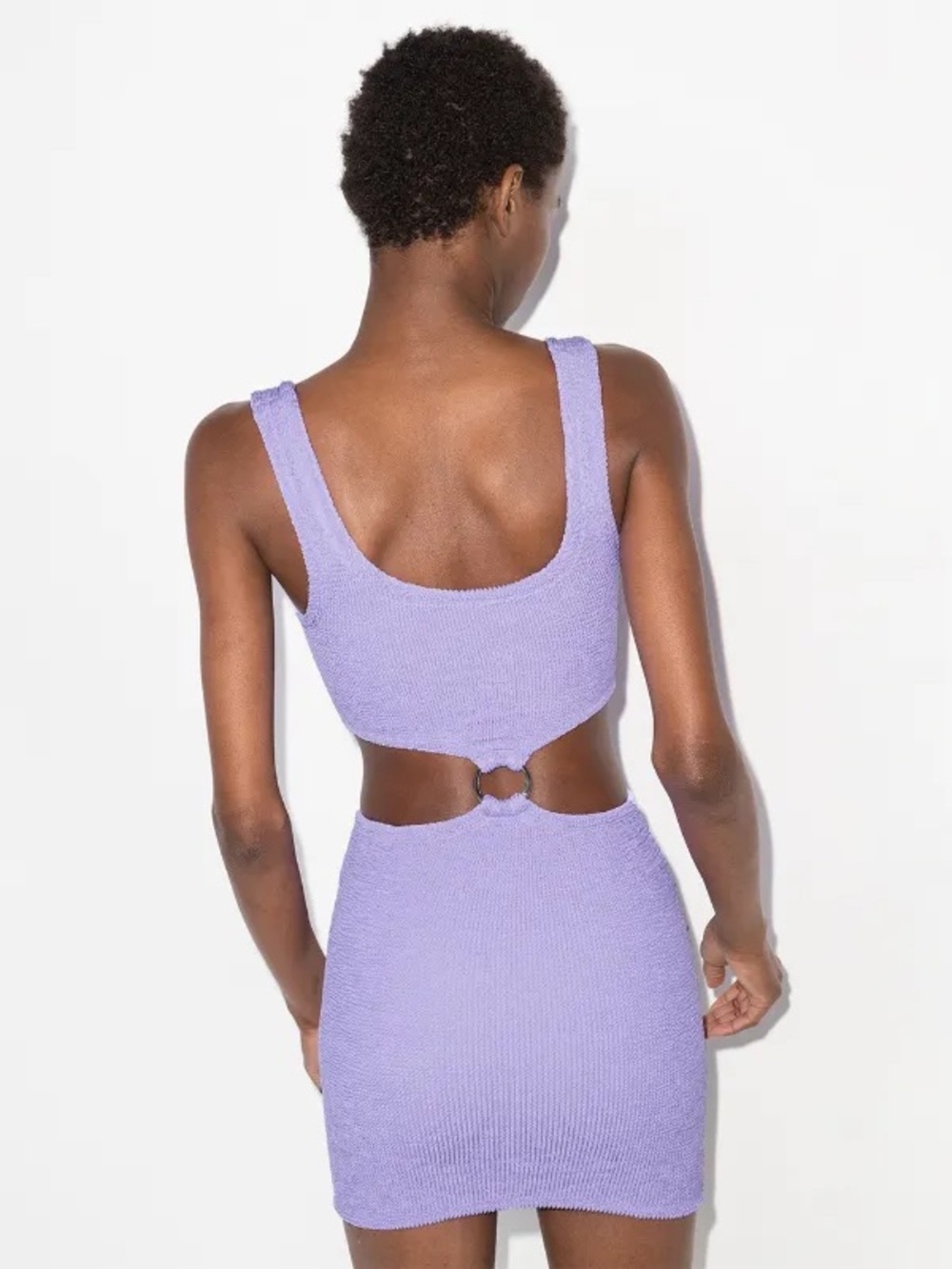 New Hunza G Dress Pretty Woman Lilac Purple Mini Loop Silver Crinkle One Size - Picture 5 of 7